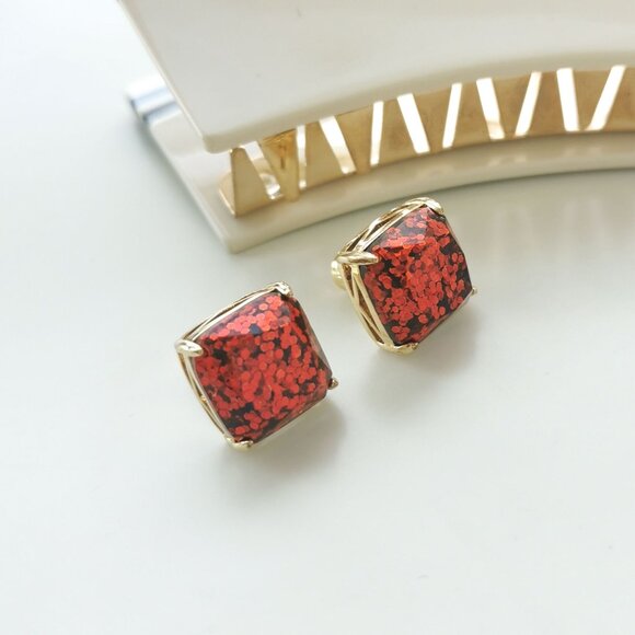 Alicia Bonnie Sugarcube Red Red Glitter Earrings - Picture 2 of 4